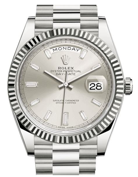 rolex daydate silver|Rolex Day-Date silver dial.